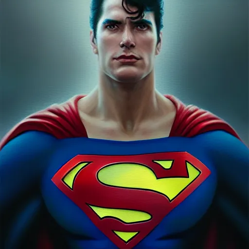 Image similar to superman portrait, dramatic light, lake background, 2 0 0 mm focal length, painted by stanley lau, painted by greg rutkowski, painted by stanley artgerm, digital art, trending on artstation