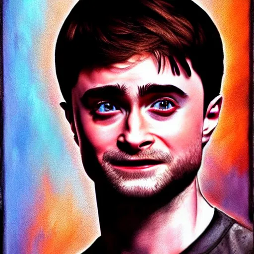 Image similar to daniel radcliffe is the devil, airbrush art, drew struzan illustration art, key art, portrait