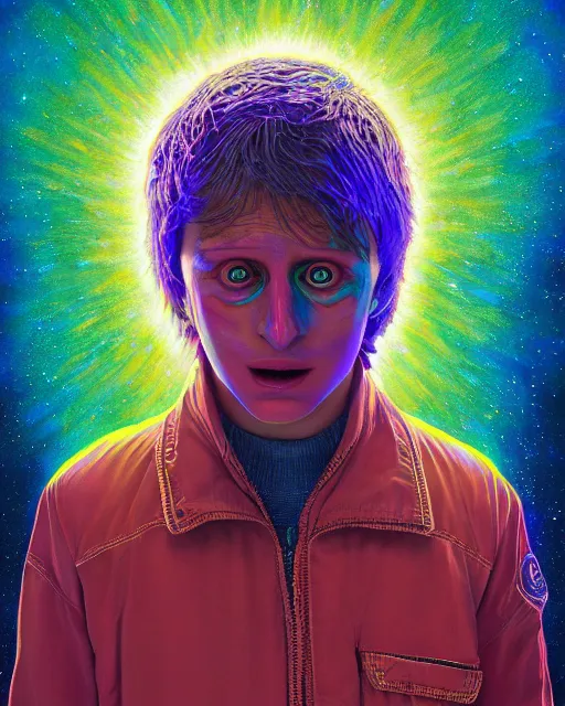 Prompt: portrait ultra dimensional kevin mccallister entity, accidentally tripping on dmt and acid, psychedelic experience, overwhelming psychosis of self realization and burning awakening, ultra high definition, unreal engine 5, hyperrealism, masterpiece composition, by casey weldon, barclay shaw 8 k photorealistic