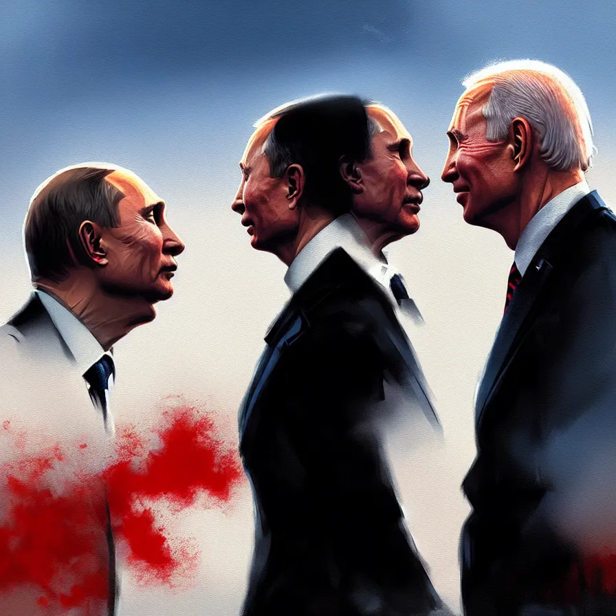 Image similar to putin kisses biden, detailed digital art by greg rutkowski.