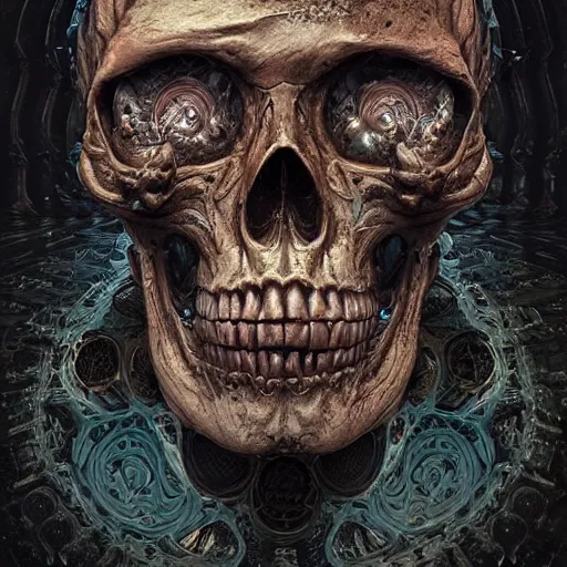 Image similar to portrait_of_a_melting_skull._intricate_abstract._intricate_artwork._by_Tooth_Wu_wlop_beeple_dan_mumford._octane_render_trending_on_artstat