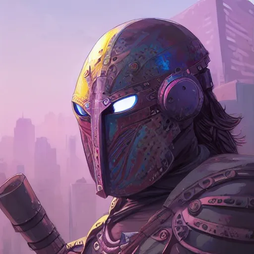 Image similar to cyberpunk viking helmet mask warrior goddess robot ninja fantasy, art gta 5 cover, official fanart behance hd artstation by jesper ejsing, by rhads, makoto shinkai and lois van baarle, ilya kuvshinov, ossdraws