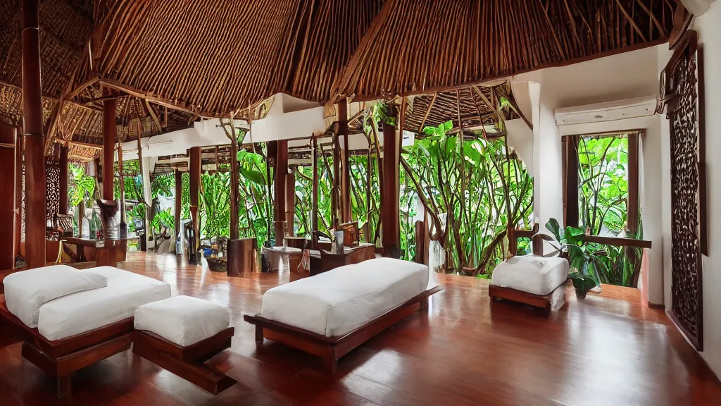 Image similar to bali interior indoor architecture, trending, famous, popular