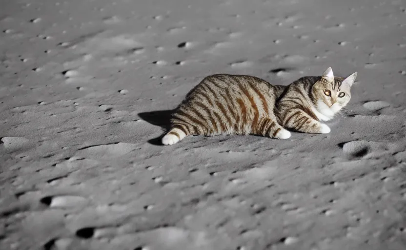 Image similar to a cat sitting on the surface of the moon, Photo, 4k, High definition