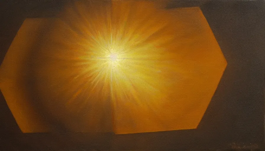 Image similar to the sun being blocked by a hexagon, seen from earth, oil painting