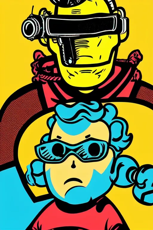 Image similar to fallout 7 6 retro futurist illustration art by butcher billy, sticker, colorful, illustration, highly detailed, simple, smooth and clean vector curves, no jagged lines, vector art, smooth andy warhol style