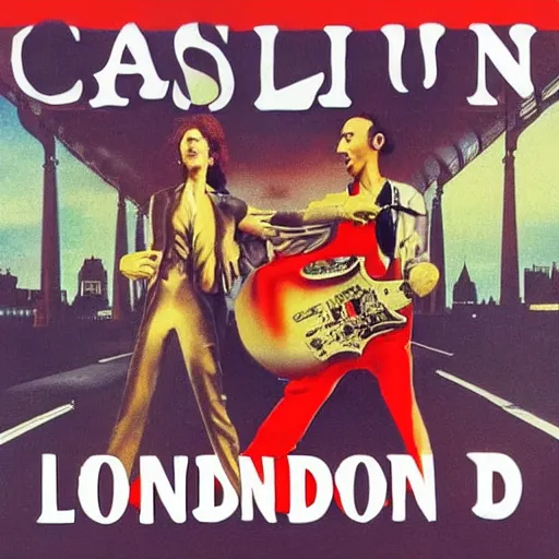 Prompt: album cover london calling the clash, by dali style