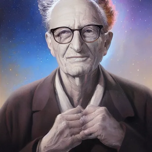 Prompt: UHD tonalism cosmic painting of an elderly, old Buddy Holly, by Antonio Caparo and Ferdinand Knab and Greg Rutkowski, UHD, photorealistic, trending on artstation, trending on deviantart