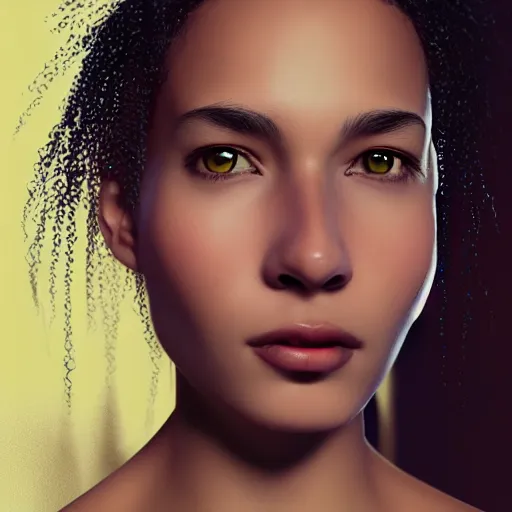 Prompt: hyperrealistic portrait of beautiful mixed race woman, photo realistic, dynamic lighting, artstation, poster, volumetric lighting, very detailed face, 4 k, award winning