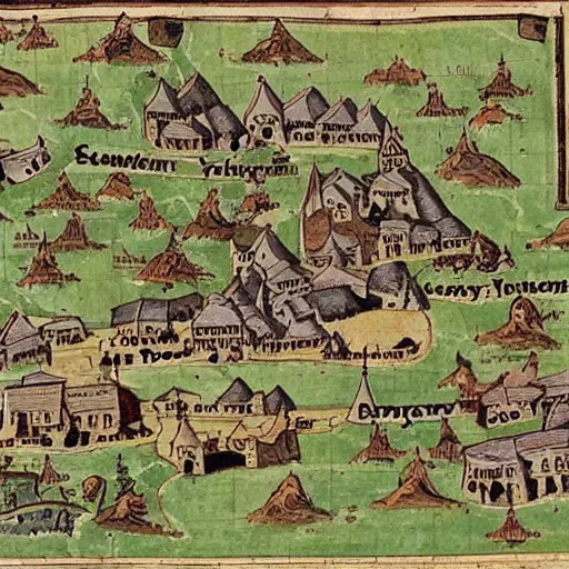 Image similar to medieval map of the town of yelm