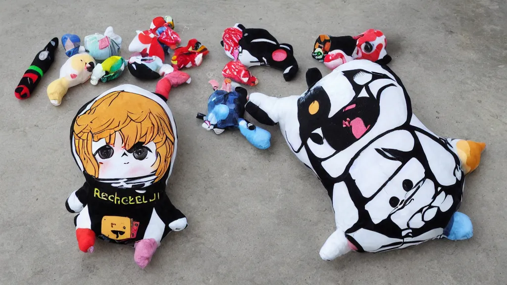 Image similar to street art reproachful plushie toy stadium