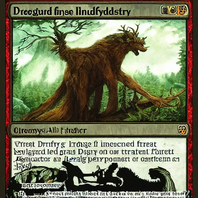 Prompt: druid protecting the forest from industry