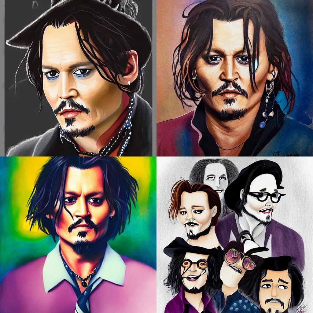 Prompt: a portrait of Johnny Depp in a Disney movie by Keane, Glen