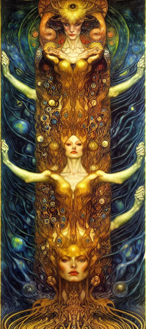 Image similar to Divine Chaos Engine by Karol Bak, Jean Delville, William Blake, Gustav Klimt, and Vincent Van Gogh, symbolist, visionary