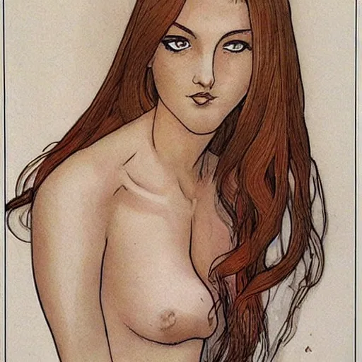 Image similar to a beautiful girl by milo manara,