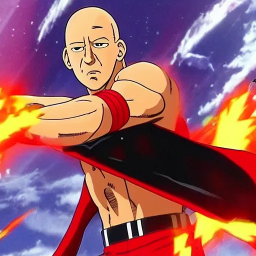 Image similar to vin diesel as saitama throwing a car into space