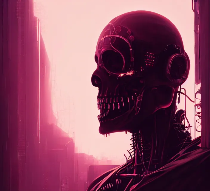 Image similar to cyberpunk neon skeleton jesus, noir, sharp focus, intricate, illustration, cell shaded, digital painting, highly detailed, matte, art by ilya kuvshinov, wlop, greg rutkowski, reflections, studio quality, james jean, artem demura