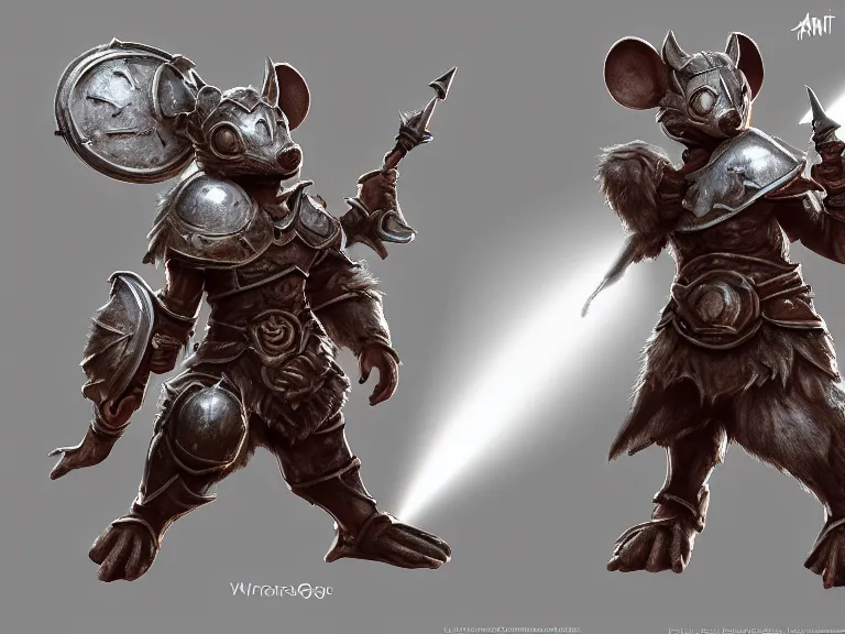 Image similar to warrior mouse with armor and floating crystal of power, trending on Artstation, Pose Study, ultra detailed, award winning