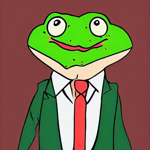 Prompt: a frog 🐸 wearing a suit smoking a cigar