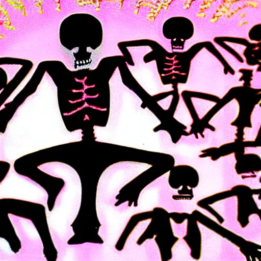 Prompt: dancing skeleton cha - cha. early 9 0 s cgi animation, hosted on geocities