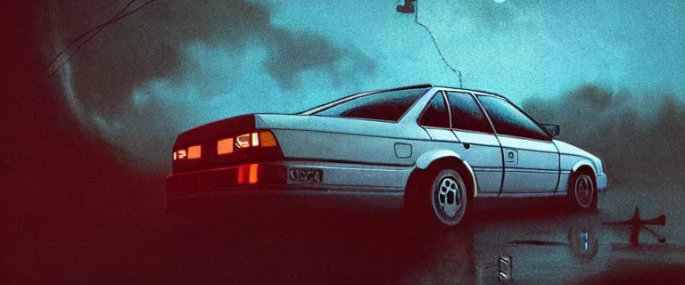 Image similar to Audi 80 B3 Avant (1988) floating in the void, a horror sci-fi, dramatic lighting, cinematic, eldritch horrors floating through space, establishing shot, extremely high detail, photorealistic, cinematic lighting, artstation, by simon stalenhag