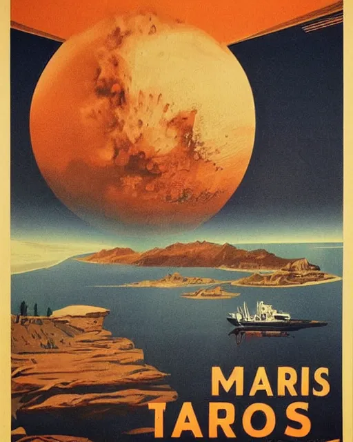 Prompt: Vintage travel poster to mars