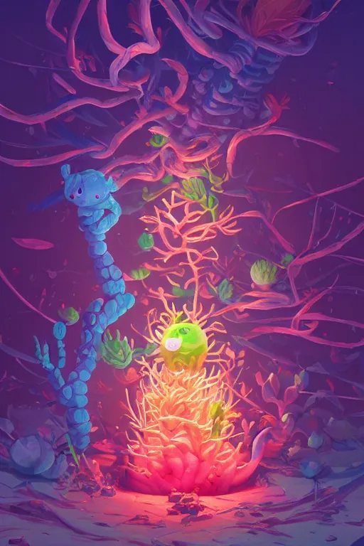 Image similar to roots cactus sushi cristal smurf ghost creature animal sushi cristal very big eye roots cactus elemental flush of force nature micro world fluo fishscale, behance hd by jesper ejsing, by rhads, makoto shinkai and lois van baarle, ilya kuvshinov, rossdraws radiating a glowing aura global illumination ray tracing hdr