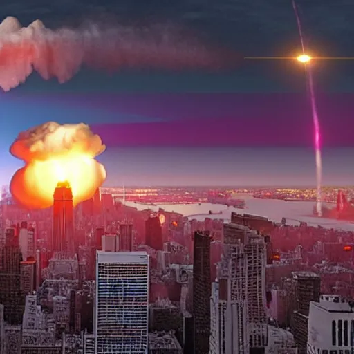 Prompt: nuclear explosion in New York city, very very very detailed, super high quality, UHD, Ray tracing, realistic