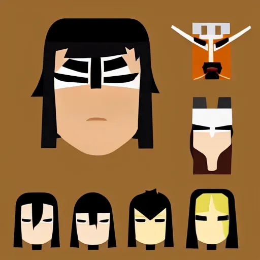 Prompt: face icon vector minimalist samurai jack tomine, adrian