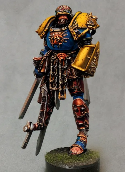 Image similar to 8 0 mm resin detailed miniature of a warhammer 4 0 k space marine roman gladiator, product introduction photos, 4 k, full body,