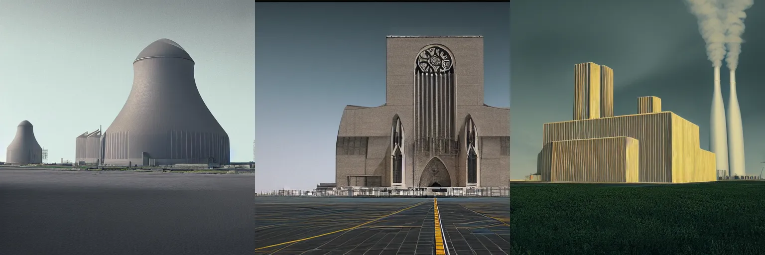 Prompt: a cathedral in the style of a nuclear power plant, digital art, octane render