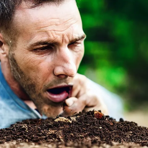 Image similar to man eating dirt