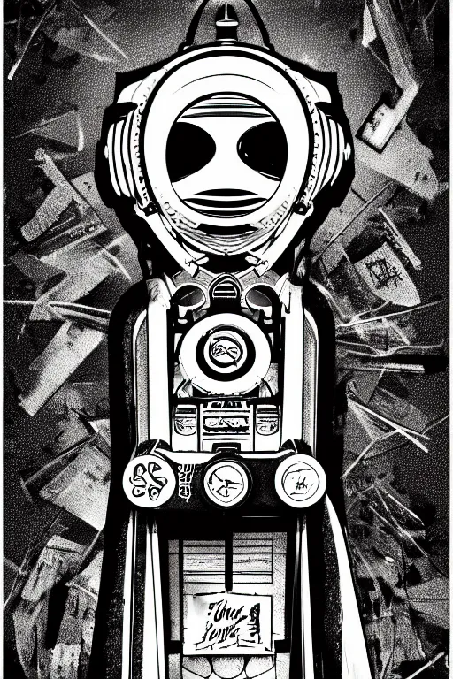 Image similar to pointless machine, monochromatic, 4 k, acrylic paint style, pencil style, torn magazine style, pop art style, bioshock style, by mike swiderek, jorge lacera, ben lo, tyler west, ultrarealistic, sharp focus, intricate