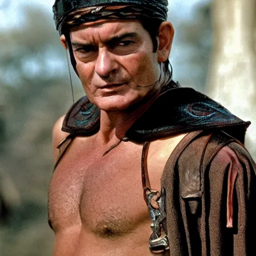 Image similar to charlie sheen in gladiator