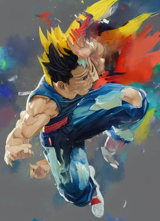 Image similar to semi reallistic gouache gesture painting, by yoshitaka amano, by ruan jia, by Conrad roset, by dofus online artists, detailed anime 3d render of neymar as goku, neymar soccer player super sayan, Neymar jr, portrait, cgsociety, artstation, rococo mechanical, Digital reality, sf5 ink style, dieselpunk atmosphere, gesture drawn