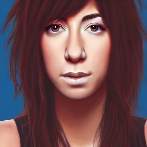 Image similar to portrait of Christina Grimmie, highly detailed, centered, solid color background, digital painting