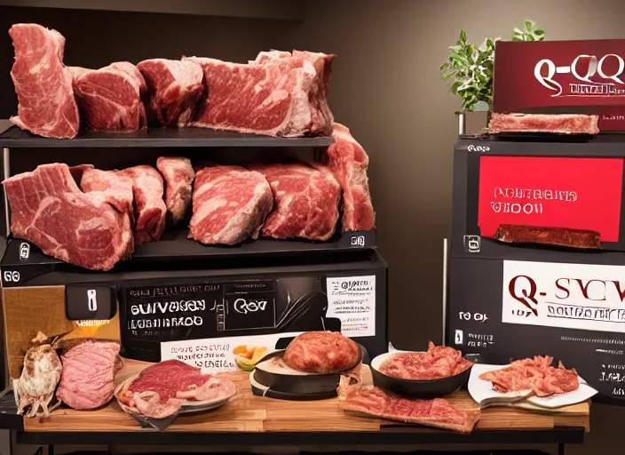 Prompt: qvc tv show product showcase pile of nasty meat men flesh, studio lighting, limited time offer, graphics $ 9 9 call now