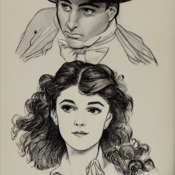 Prompt: a highly detailed portrait in the style of charles dana gibson and in the style of milo manara.