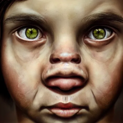 Image similar to high quality high detail portrait by juan francisco casas, hd, unsettling look in the eyes, photorealistic lighting