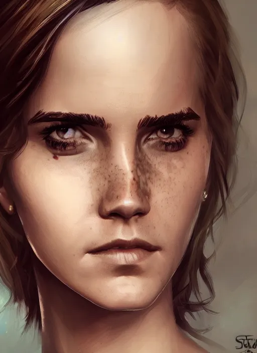 Image similar to greg rutkowski highly detailed portrait of emma watson gta 5 art, unreal engine, hot, fantasy art by stephen bliss