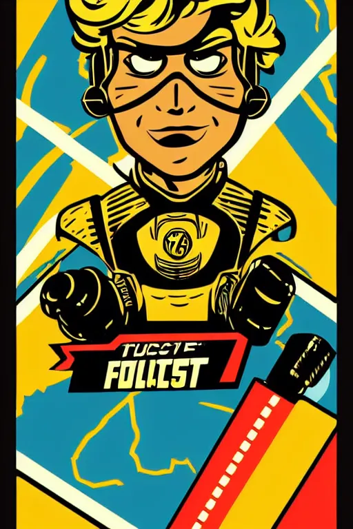 Image similar to fallout 7 6 retro futurist illustration art by butcher billy, sticker, colorful, illustration, highly detailed, simple, smooth and clean vector curves, no jagged lines, vector art, smooth andy warhol style