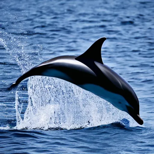 Prompt: photo of dolphin in ocean with machine gun, realistic