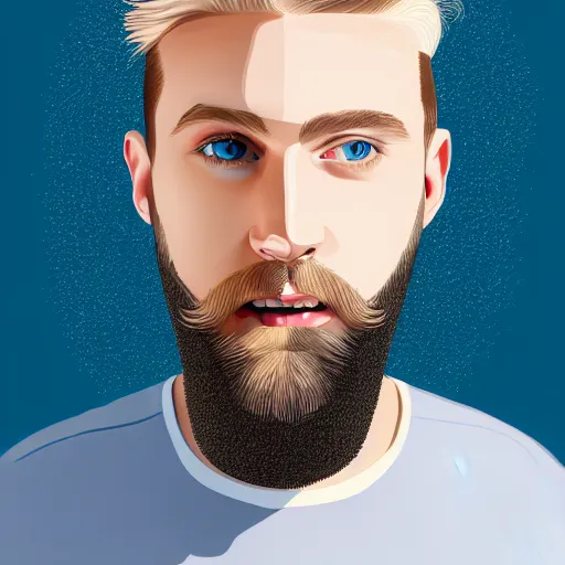 Image similar to A portrait of a british man, digital painting man with short blond hair and a short blond beard, blue eyes, pale skin, English heritage, digital art, cartoon, mid-shot, 8k