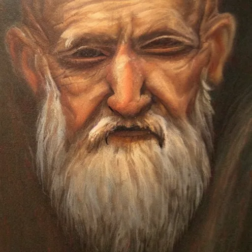 Prompt: a painting of an old man made of stone