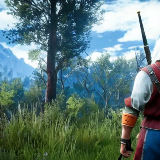 Prompt: Ash Ketchum in The Witcher 3, gameplay, 8k, HD