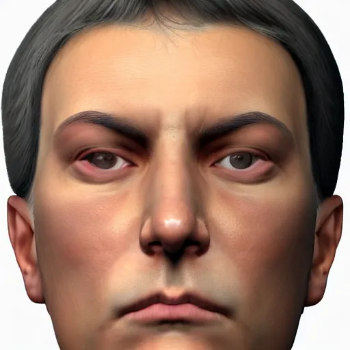 Image similar to photorealistic high resolution face of a dishonest person