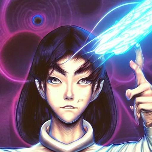 Image similar to A sorcerer wielding a futuristic blast cannon, bust shot, smooth, intricate, elegant, power aura, digital painting, artstation, concept art, high tech fantasy, sharp focus, illustration, art by Shintaro Kago-H 640