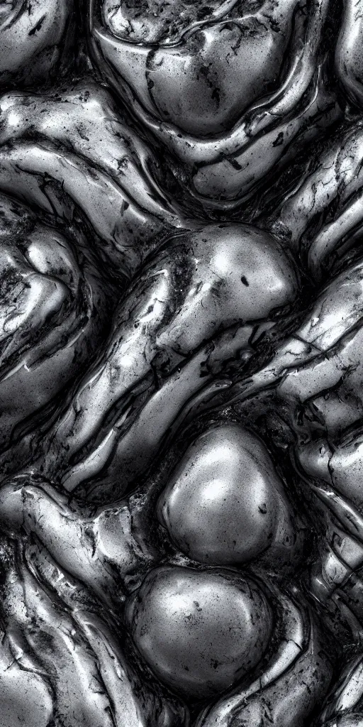 Image similar to a photorealistic render of a neotribal melted chrometype on a black background, greyscale, made of melted plastic and marble, maya, by zhelong xu and ernst haeckel, wide angle, hyper realistic, volumetric lightning, octane render