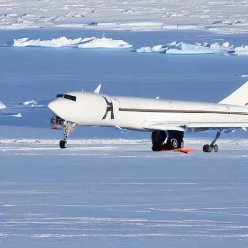 Image similar to plane on antarctic runway approach