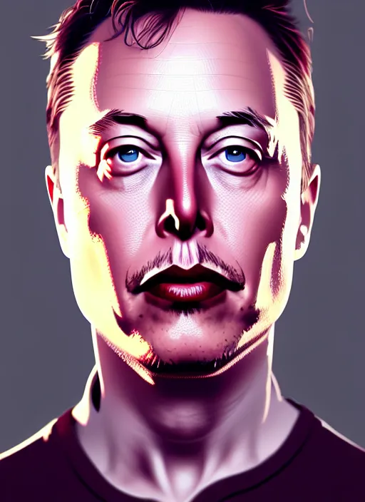 Image similar to portrait of elon musk, intricate, elegant, highly detailed, digital painting, artstation, concept art, smooth, sharp focus, illustration